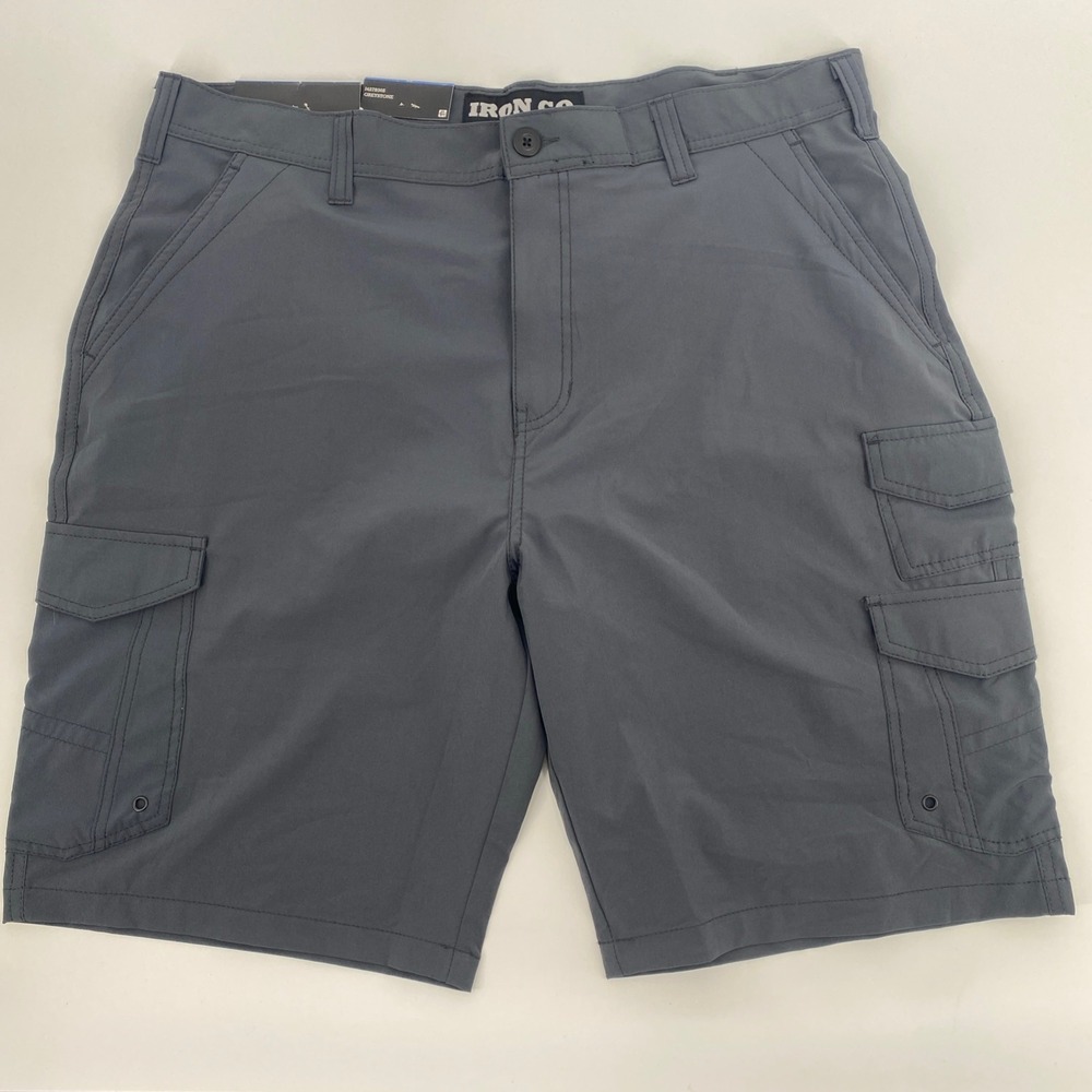 NEW Iron Co Hybrid Cargo Shorts Mens 38 Greystone Stretch Performance Utility